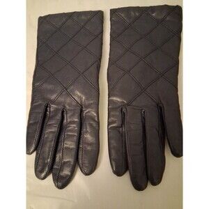 Fownes Women’s Leather Gloves Navy Blue Knit Lined Size 6 1/2 Soft Warm Winter